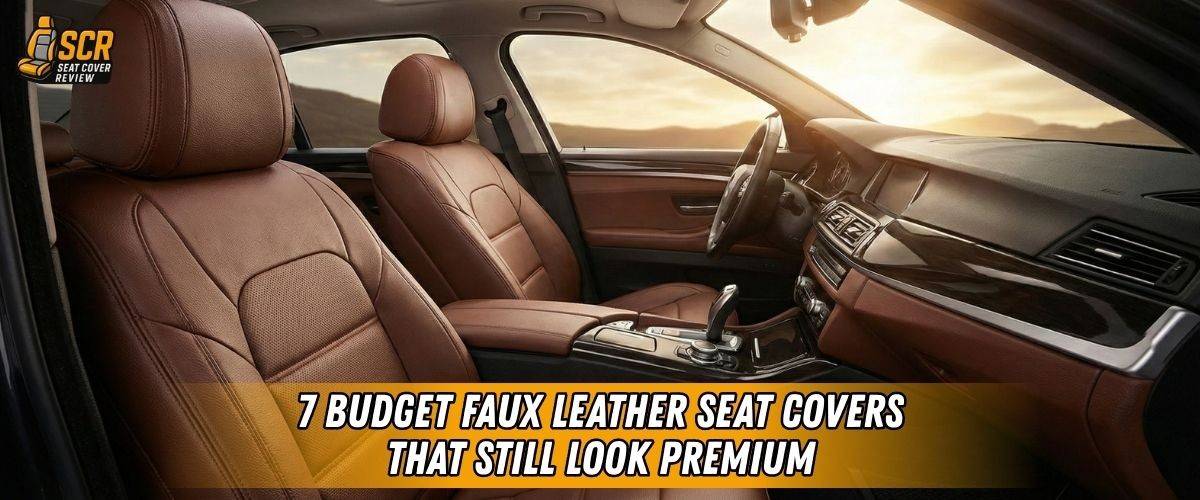 Premium faux leather seat covers with tight fit and clean stitching inside modern car interior upgrade.