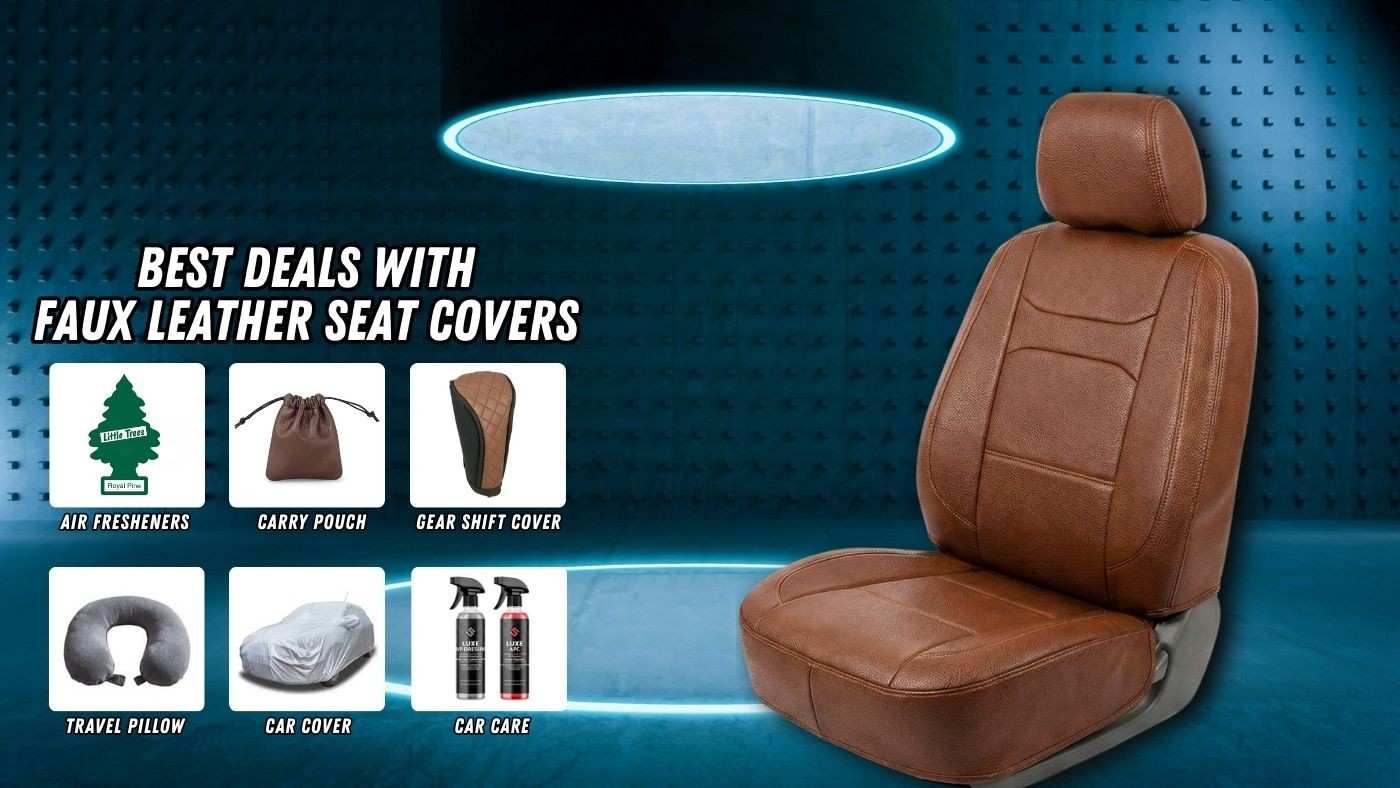 Faux leather seat cover with bonus car accessories, highlighting best deals and practical interior upgrades.
