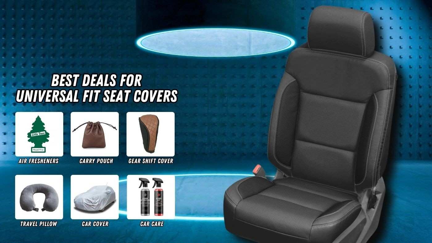 Best deals for universal fit seat covers with free gifts including air fresheners and car care accessories.