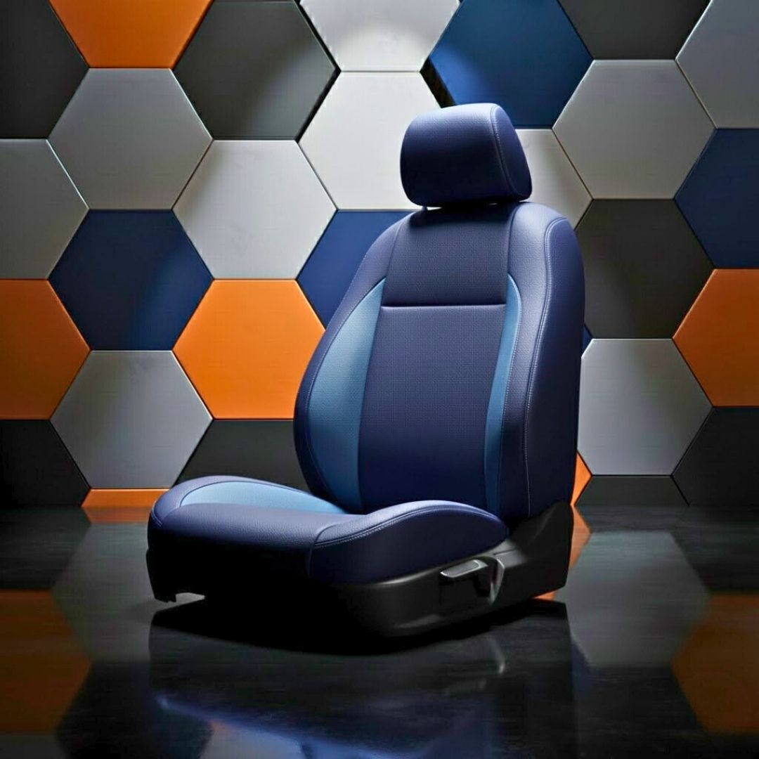 Black & blue seat covers