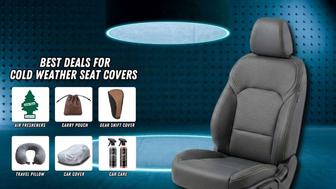 Winter seat cover with bonus gifts display, illustrating quick buyer checklist for seat covers for cold weather shoppers.