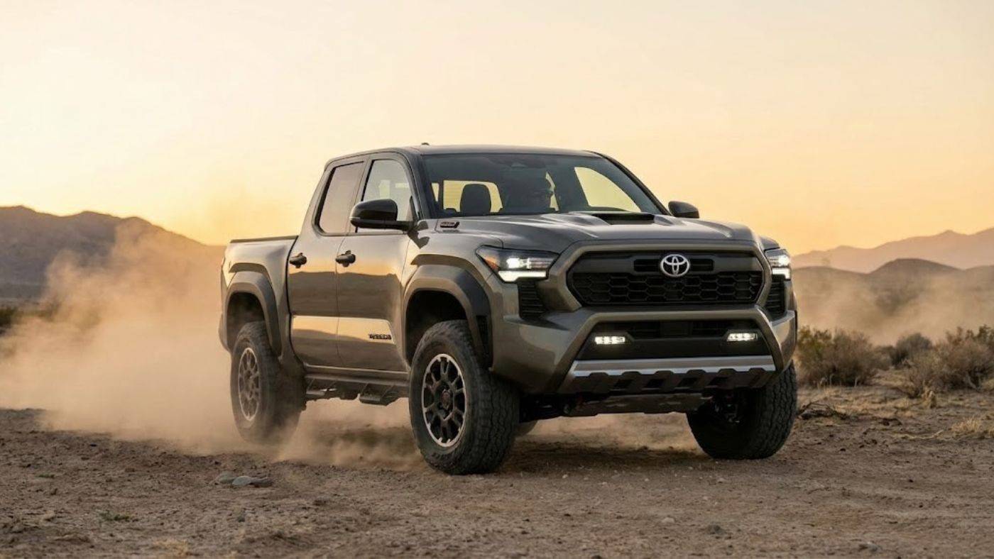 Toyota Tacoma off-road truck showing seat covers for trucks 2026 built for job site durability with rugged canvas protection.