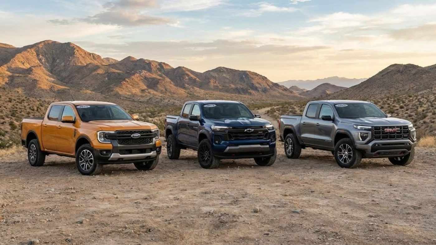 Multiple pickup trucks lineup shows seat covers for trucks 2026 with custom-fit design & material options for daily drives.