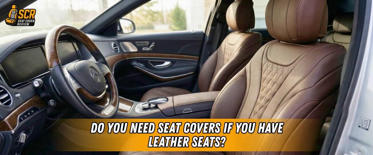 Luxury car interior with brown leather seats illustrating need for seat covers to prevent cracking, fading and daily wear.