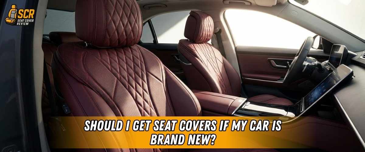 Luxury new car interior with brown leather seats, illustrates why seat covers protect against early wear, fading, and stains.