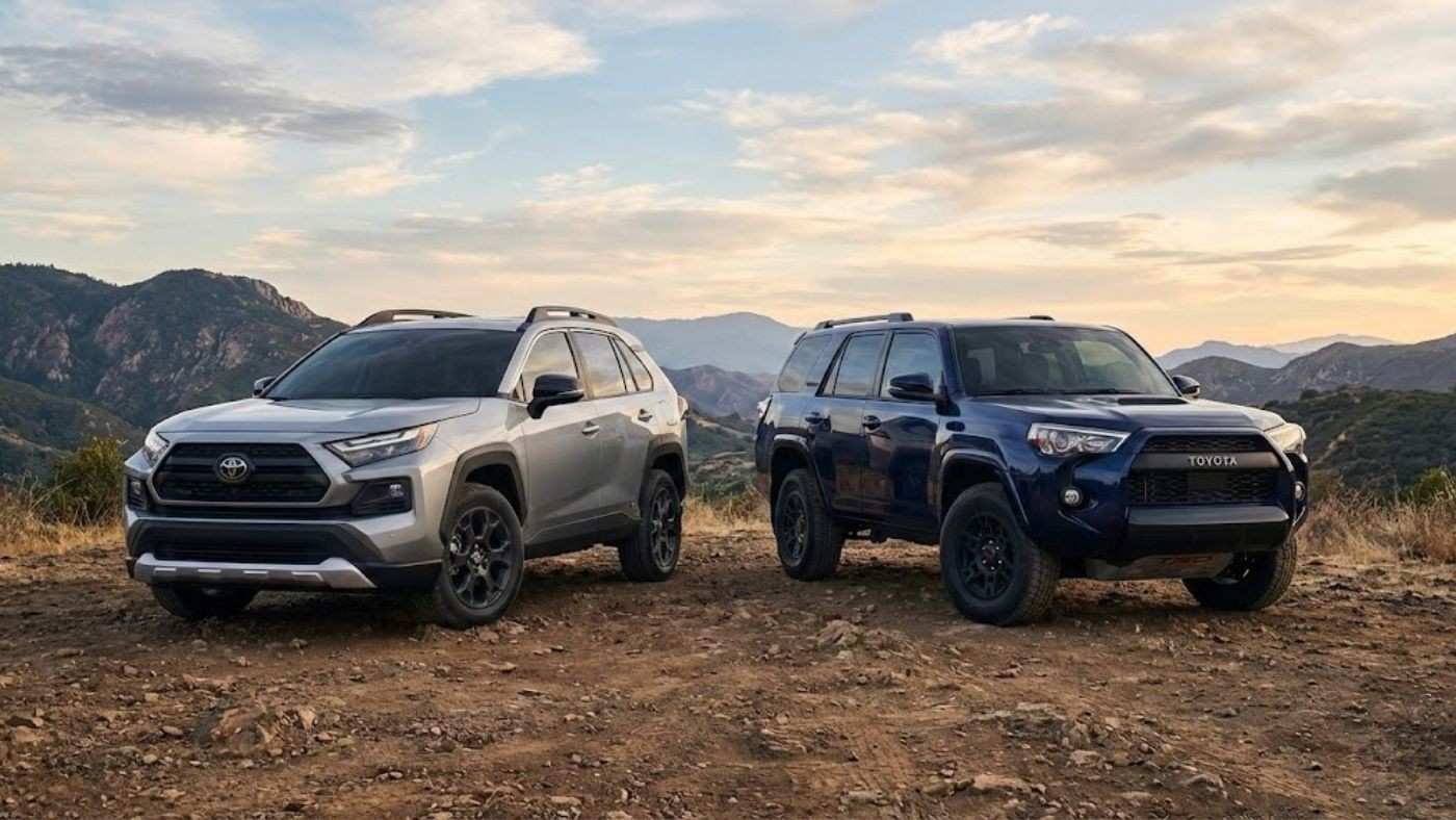 Toyota RAV4 and 4Runner parked outdoors shows SUV seat cover fit differences between compact crossover and off-road models.