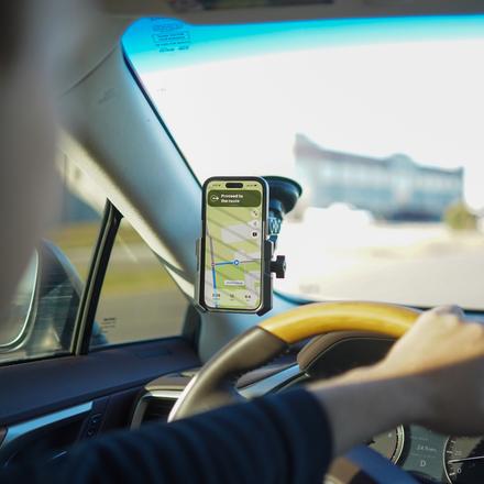 Dashboard phone mount accessory with seat covers