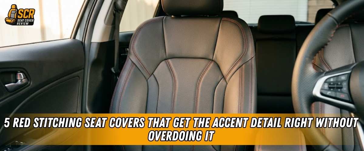 Modern car interior with Red Stitching Seat Covers in black eco leather and clean factory-inspired seam accents.