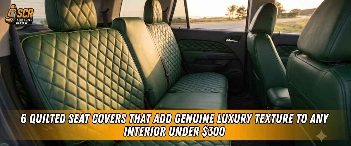 Diamond-quilted eco-leather rear seat covers adding luxury texture, premium stitching and an upscale finish to a modern SUV interior.