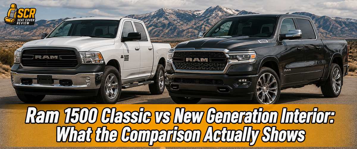 Ram 1500 Classic and new generation comparison featuring updated styling and interior durability across both generations.