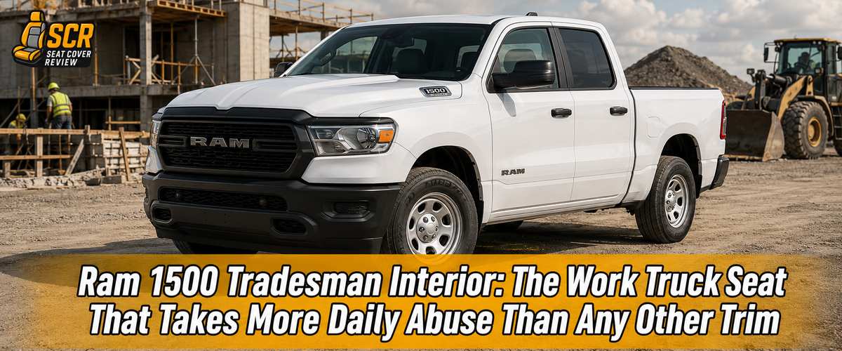 Ram 1500 Tradesman parked on a job site, showcasing the Ram 1500 Tradesman Interior made to withstand demanding workdays.