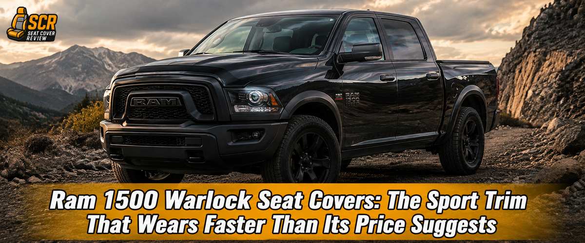 Black Ram 1500 Warlock showing why Ram 1500 Warlock Seat Covers protect dark cloth seats from hidden daily wear.