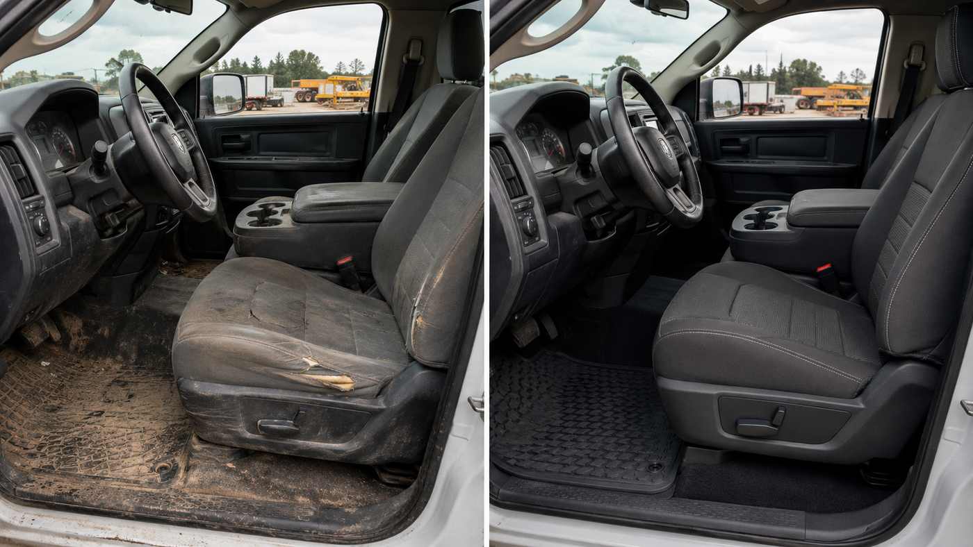 Worn and protected Ram 1500 Tradesman seats showing how seat covers preserve the Ram 1500 Tradesman Interior.
