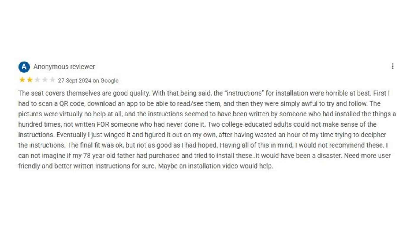 CalTrend buyer feedback highlighting strap installation struggles and inconsistent fit across custom-style leatherette sets