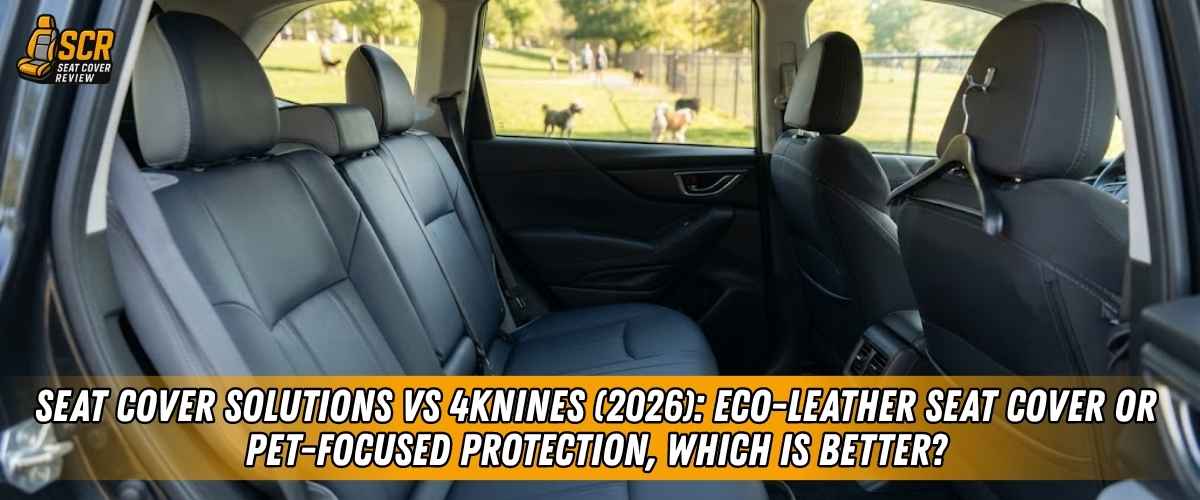 Rear car seats with black seat covers comparing Seat Cover Solutions and 4Knines for pet protection and daily comfort.