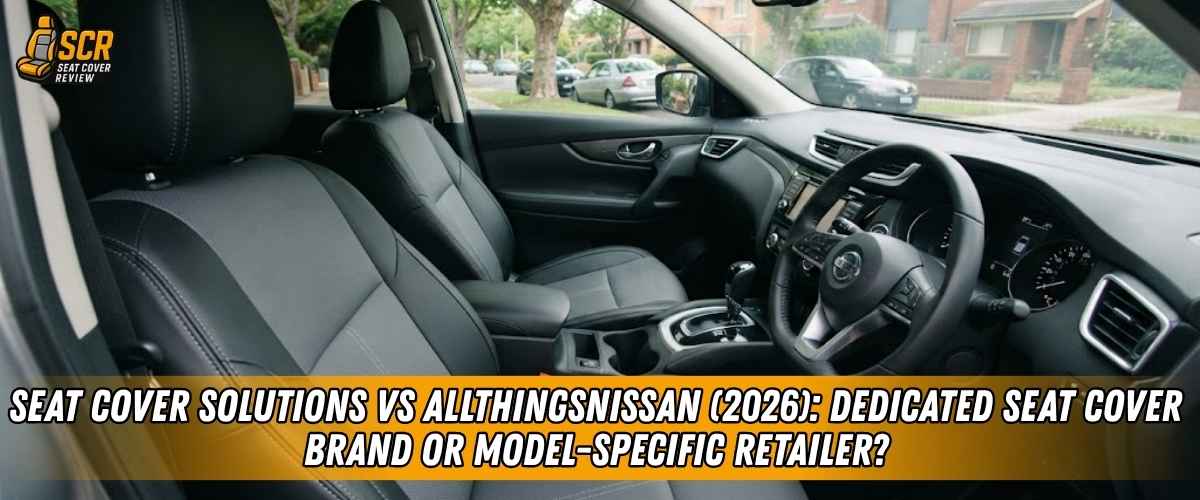 Seat Cover Solutions trim-specific eco-leather seat covers compared with Allthingsnissan model-specific Nissan accessories.