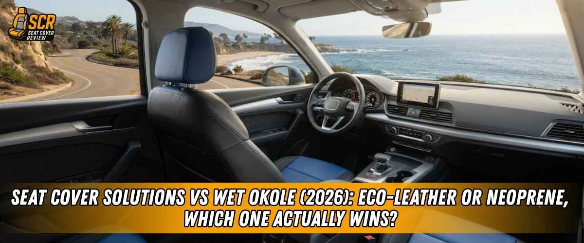 Vehicle interior highlighting seat cover solutions vs wet okole eco leather vs neoprene seat cover comparison 2026.