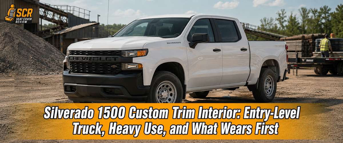 White Chevrolet Silverado 1500 Custom work truck highlighting Silverado 1500 Custom Trim Interior before daily wear.