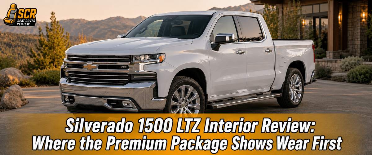 White Chevrolet Silverado 1500 LTZ before detailing interior leather wear, bolster creasing and seat care tips.