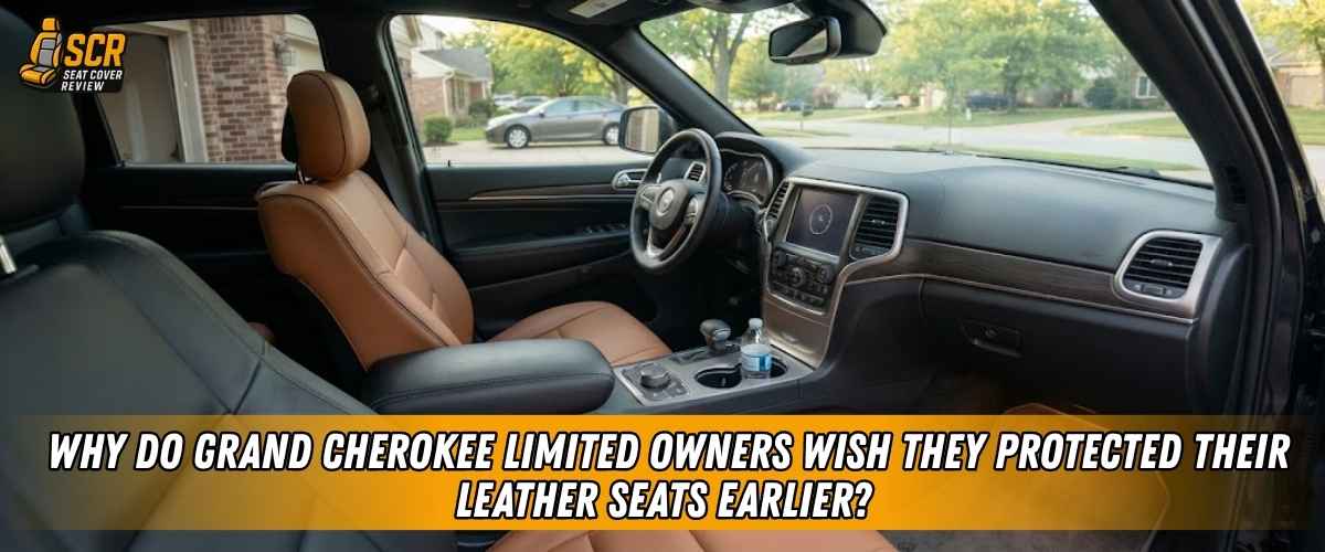 Grand Cherokee Limited interior with tan leather seats, showing why early leather seat protection helps prevent wear.