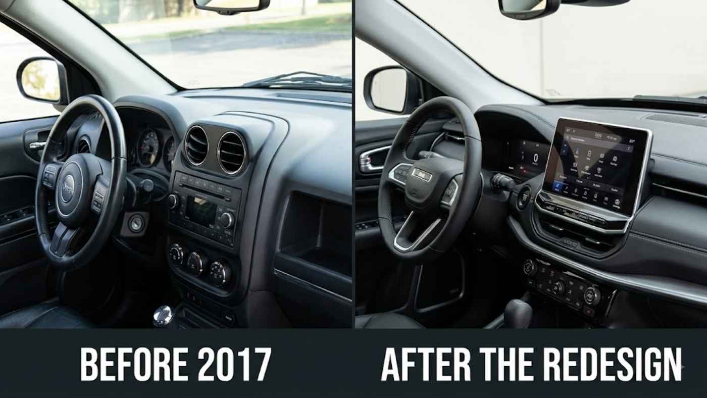 Redesigned second generation Jeep Compass interior after the 2017 update