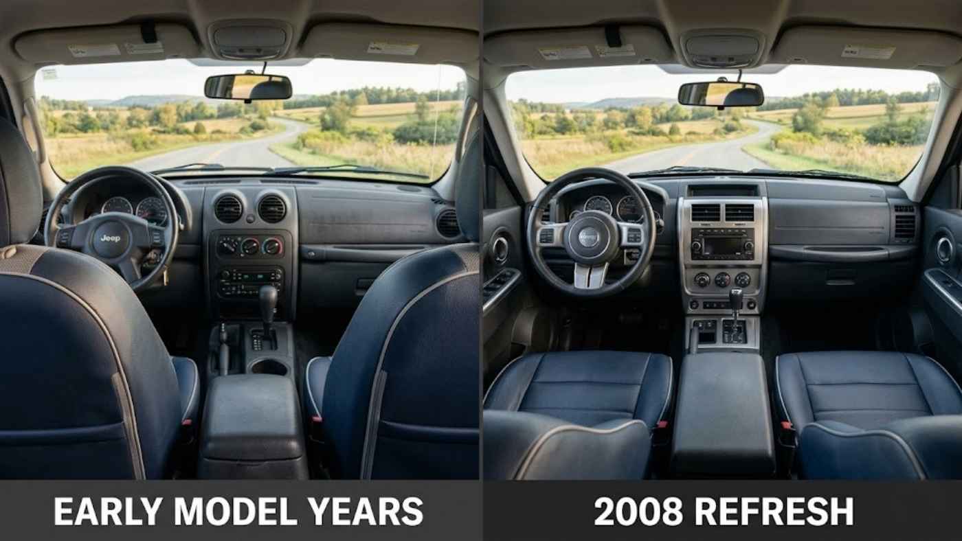 Later model year Jeep Liberty interior with more refined cabin materials