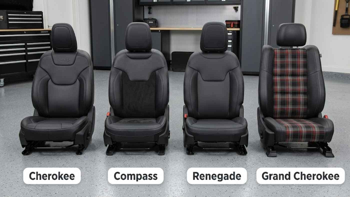 Jeep Cherokee Trailhawk interior with standard genuine leather upholstery