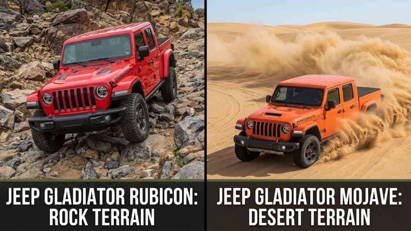 Jeep Gladiator Rubicon and Mojave interiors compared side by side