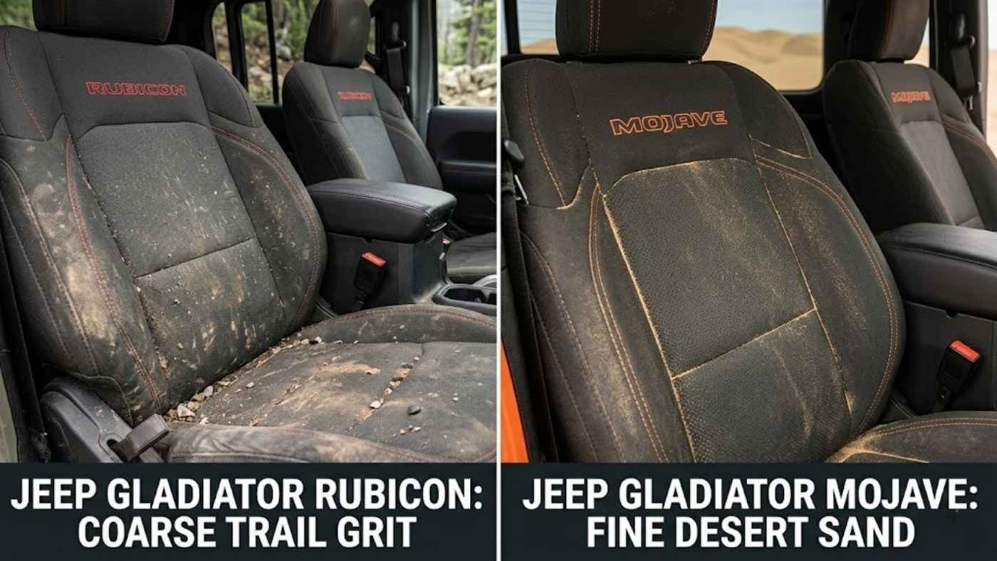 Seat covers protecting a Jeep Rubicon, Mojave or Trailhawk interior